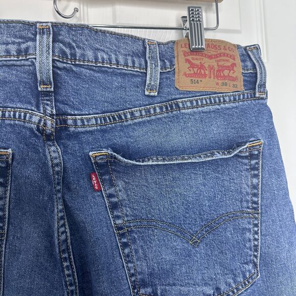 Levi’s 514 Straight Fit Jeans W38 L32 Blue Denim Stretch Mid Rise Men’s Pants - Picture 5 of 6